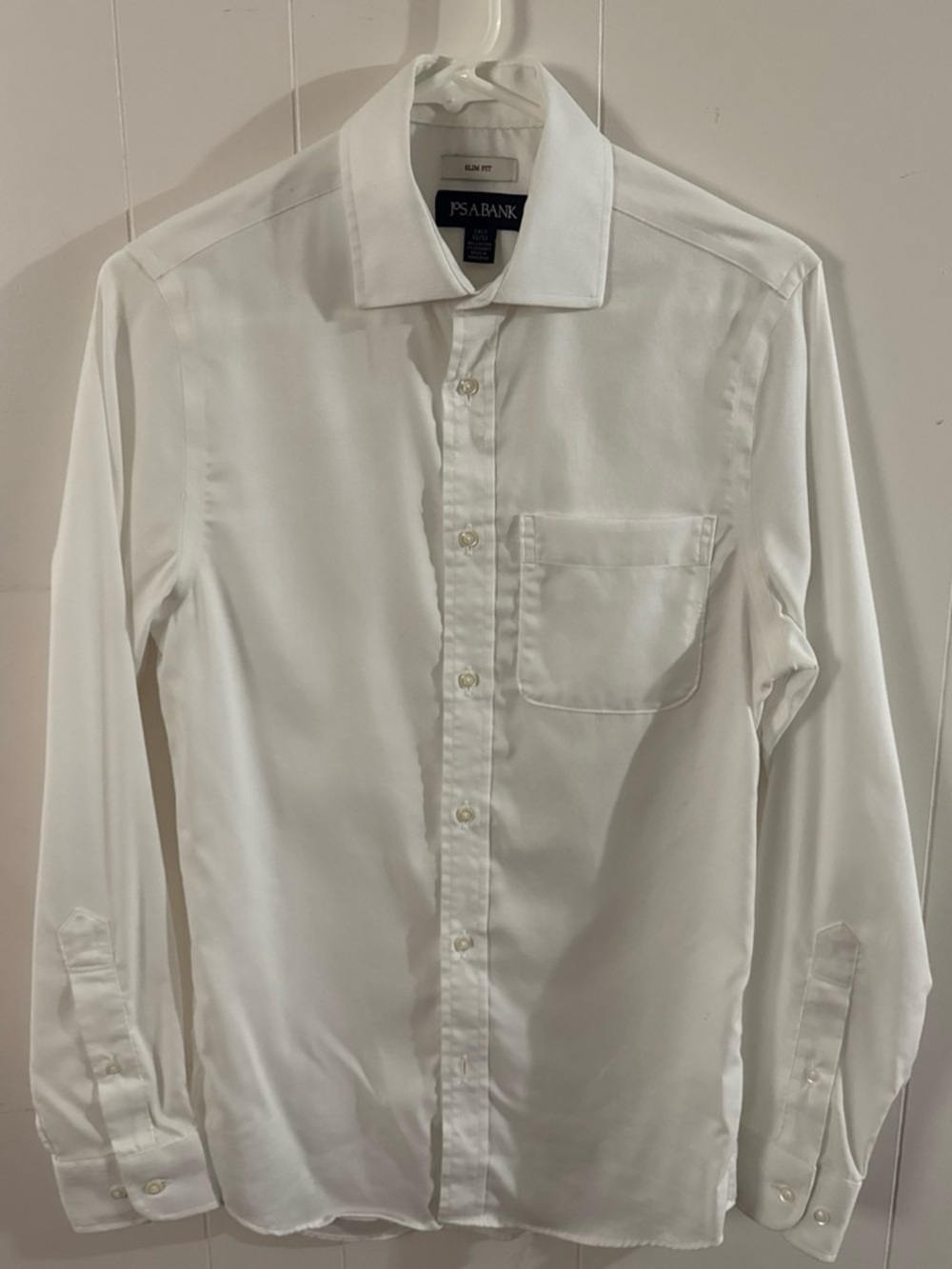 Jos. A Bank White Slim Flit Button-Up Dress Shirt w/ Pocket